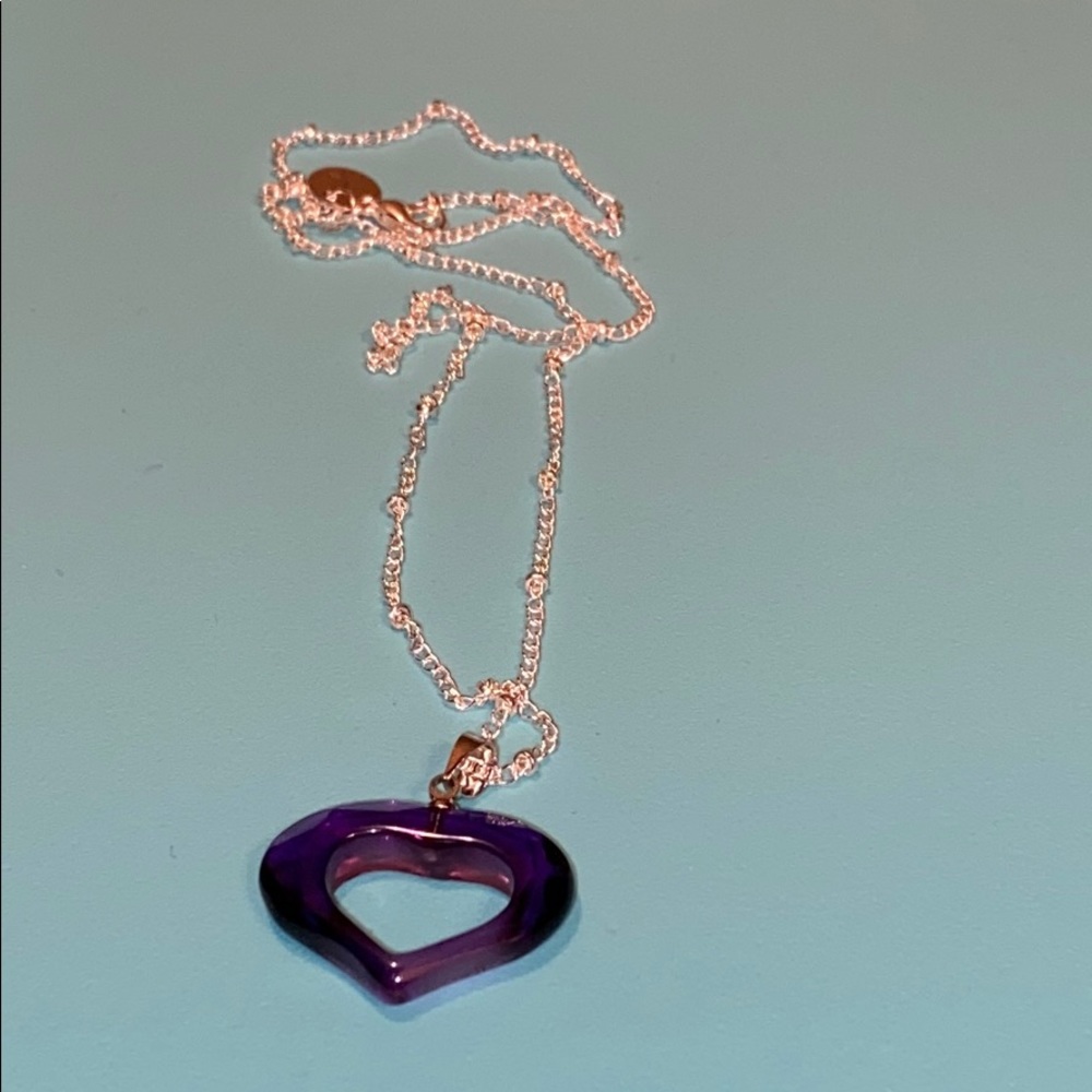 💜Purple Faceted Titanium Crystal 💟 925 Necklace